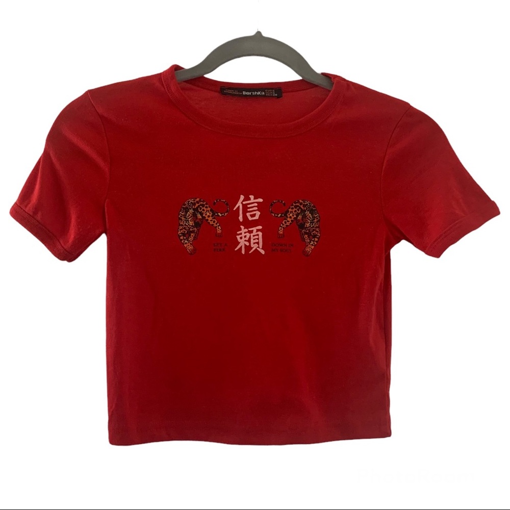 Bershka Red crop top